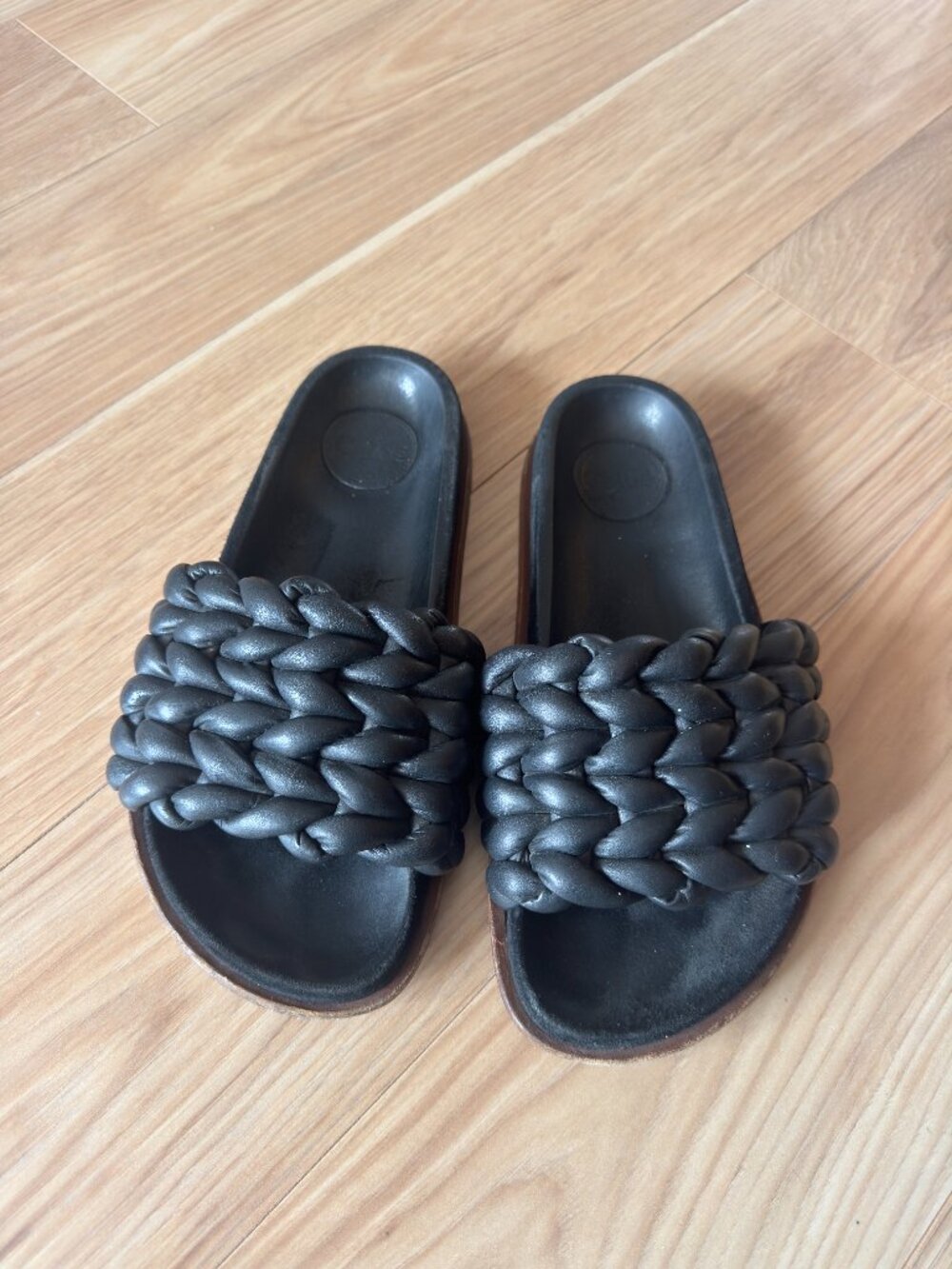 Chloé Kacey Woven Leather Slides - Black EU 41
